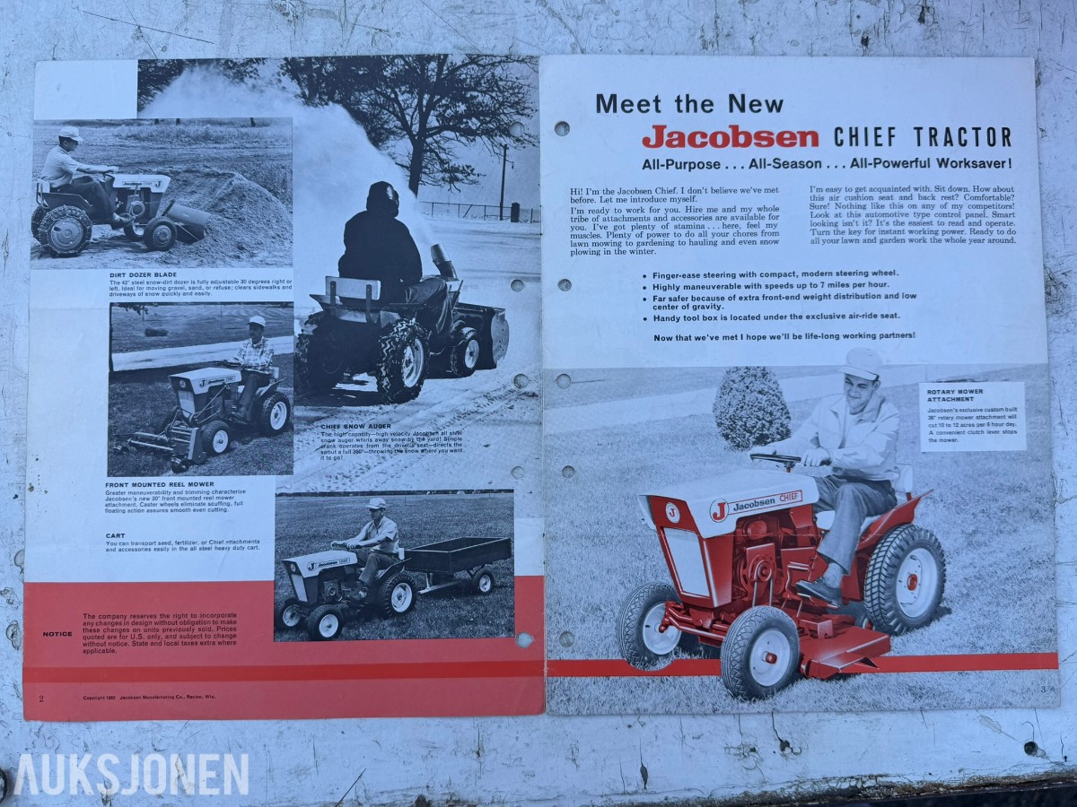 1964 Jacobsen Chief hagetraktor med Atlas Copco luftkompressor og tilhengere