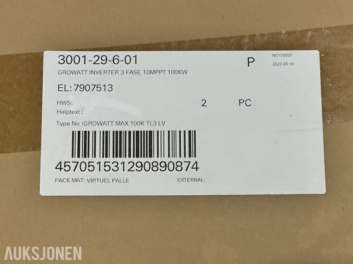 2023 Growatt MAX 100K TL3 LV PV inverter 100 kW – ubrukt