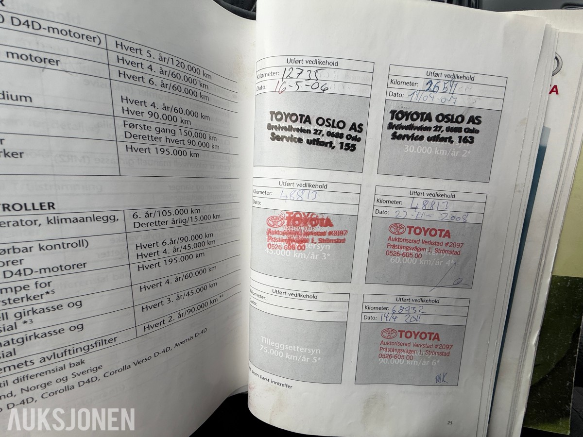 2005 Toyota YARIS VERSO 1.3-84 - 5 seter - servicehistorikk