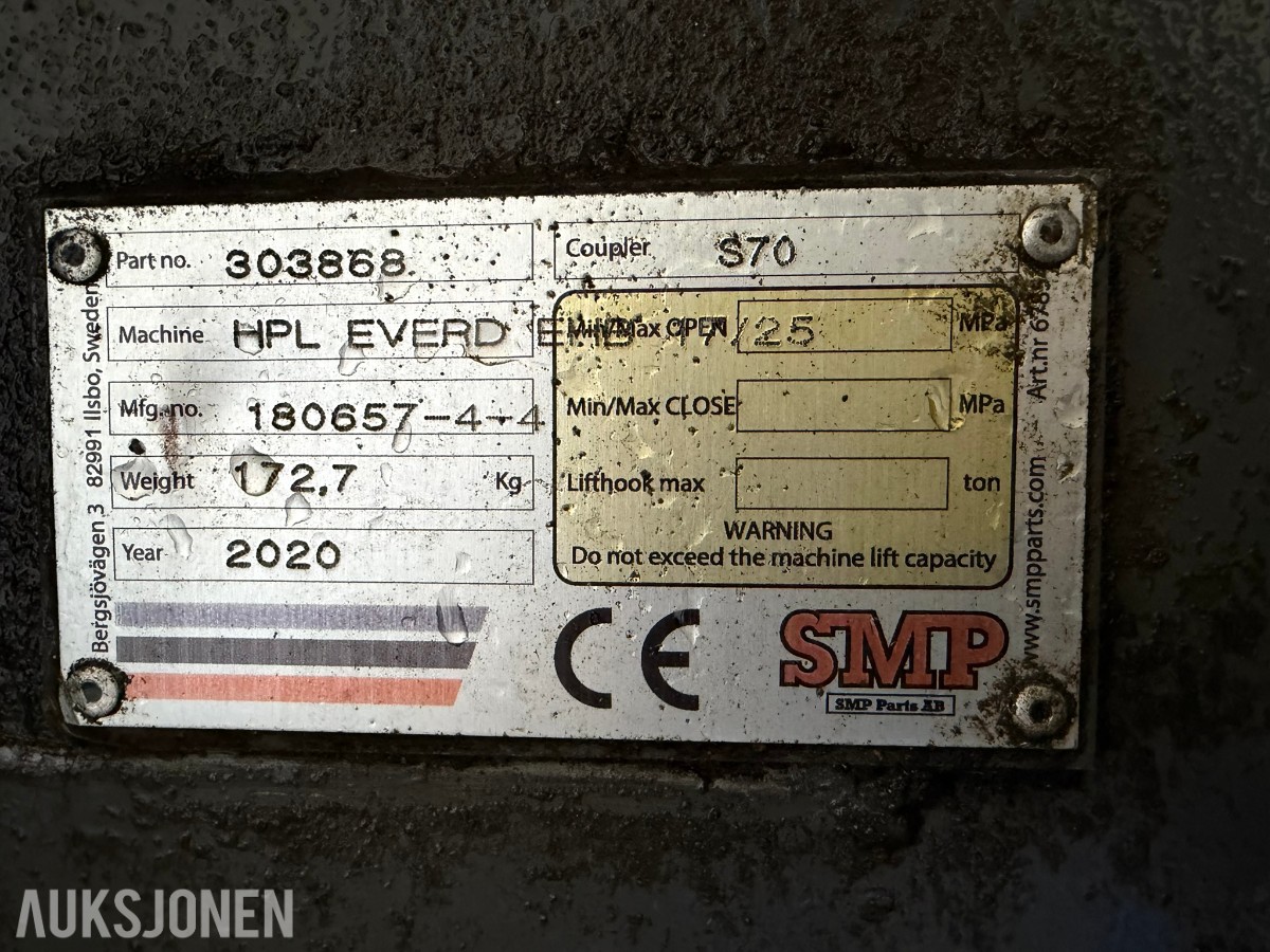 2020 Everdigm EHB25 Hydraulisk Pigghammer med SMP S70 feste