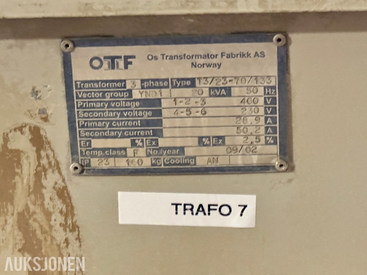 2002 OTF 20 kVA 3-fase transformator 400/230V