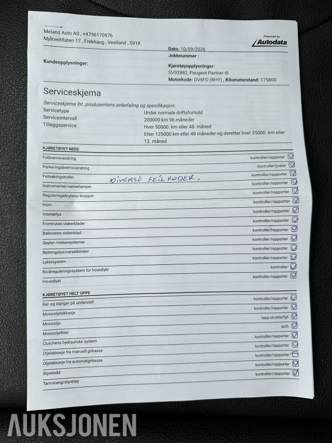 2018 Peugeot PARTNER 1.6-99 D | Hengerfeste | Innredning - Rep objekt, 175808km