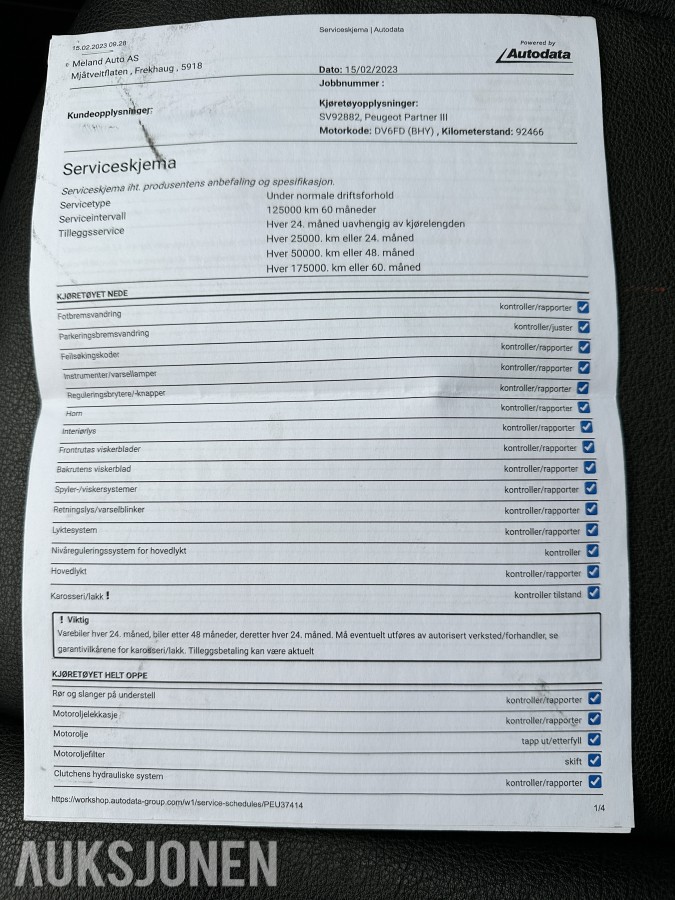 2018 Peugeot PARTNER 1.6-99 D | Hengerfeste | Innredning - Rep objekt, 175808km