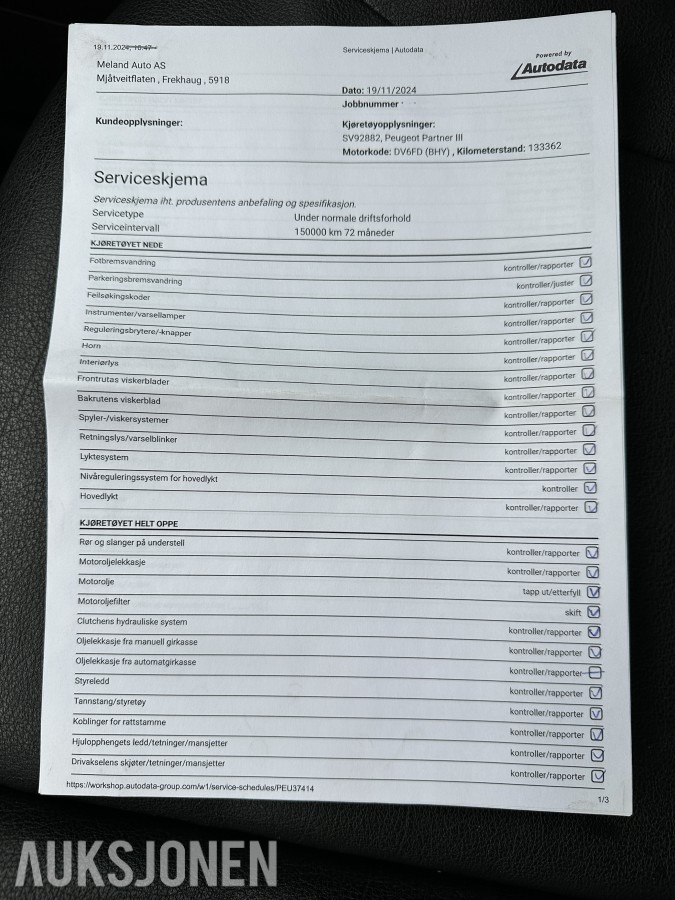 2018 Peugeot PARTNER 1.6-99 D | Hengerfeste | Innredning - Rep objekt, 175808km