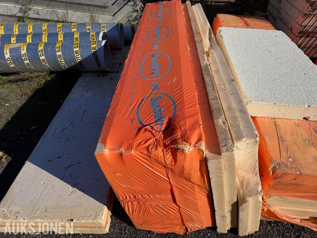 2024 Sundolitt EPS / Kinspan Therma / Støperør Ø300 - Diverse byggevare - isoporelementer, totalt ca 70 plater, 4x Ø300 støperør +++