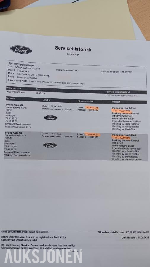 2013 Ford Kuga 2.0TDCi Titanium manuell AWD, 256266km