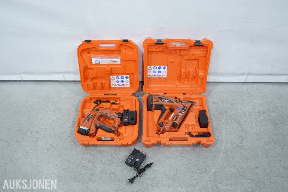 Paslode IM90Ci og IM50 F18 Lithium spikerpistoler med kofferter og ladere