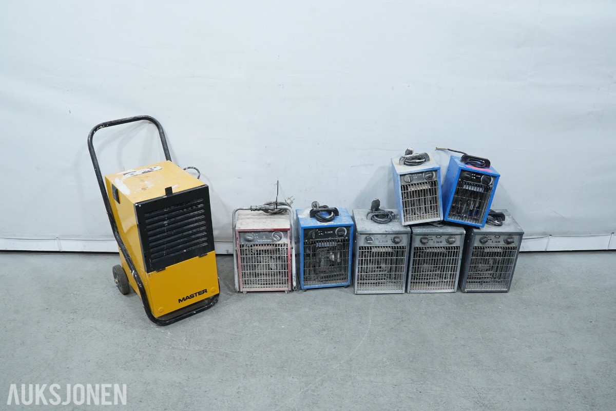 Master DH 752 avfukter med 7 elektriske byggvarmere