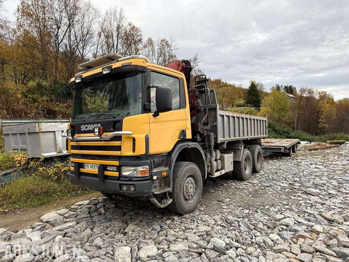 2001 Scania 124C 6X4 Kranbil med tipp - Brøyterigget - HMF - 418000KM