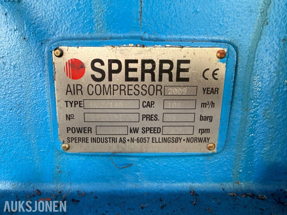 2000 Sperre HL2/160 kompressor, 30 bar, 100 m³/h