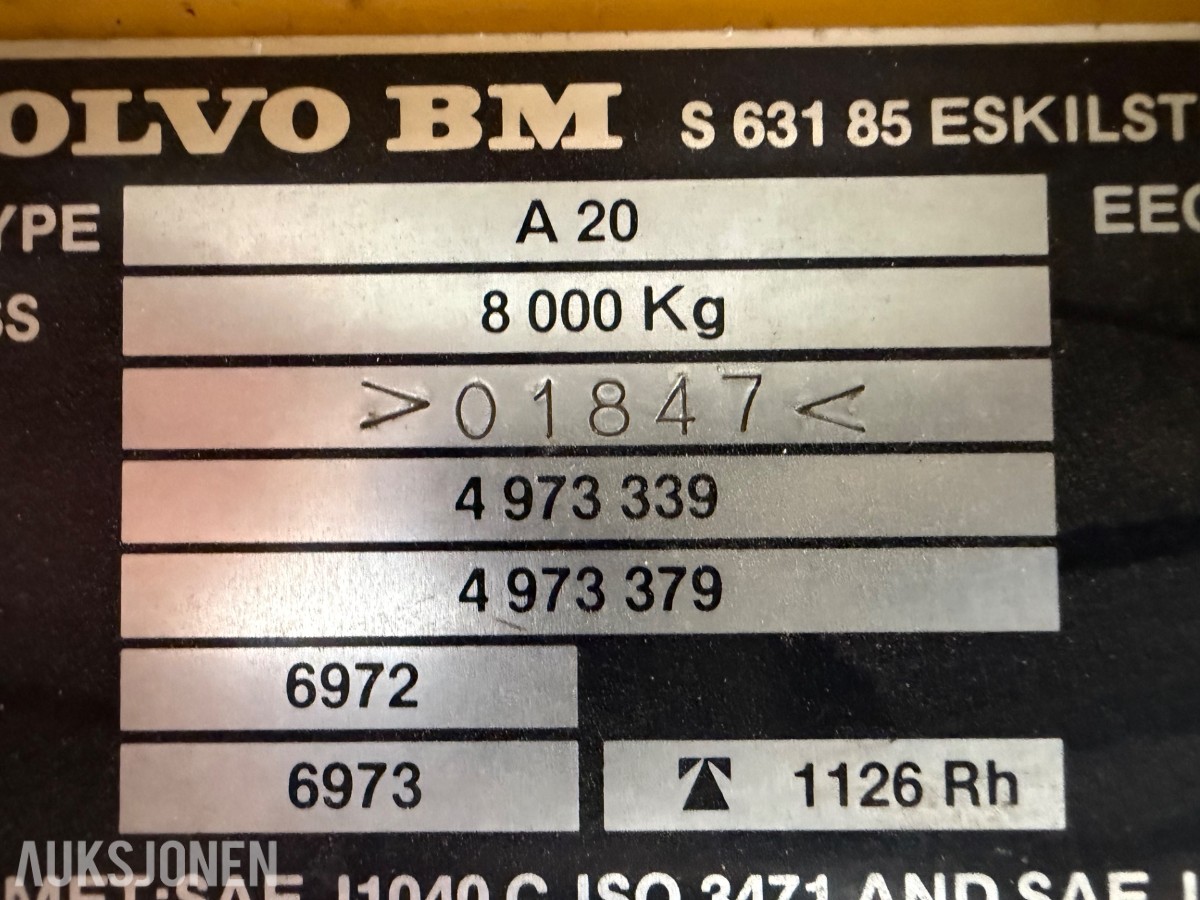1988 mod. Volvo A20 dumper. 6x6, Sertifisert