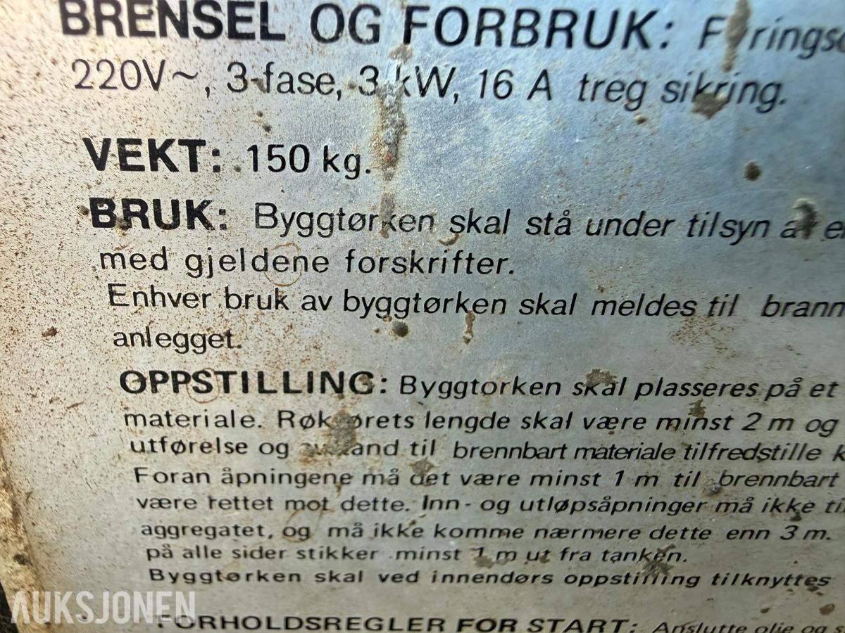 Bacho byggtørker Dieselvarmer 150kg 3 Fas