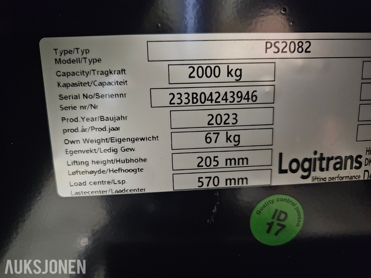2023 Logitrans PS2082 jekketralle, 2000 kg