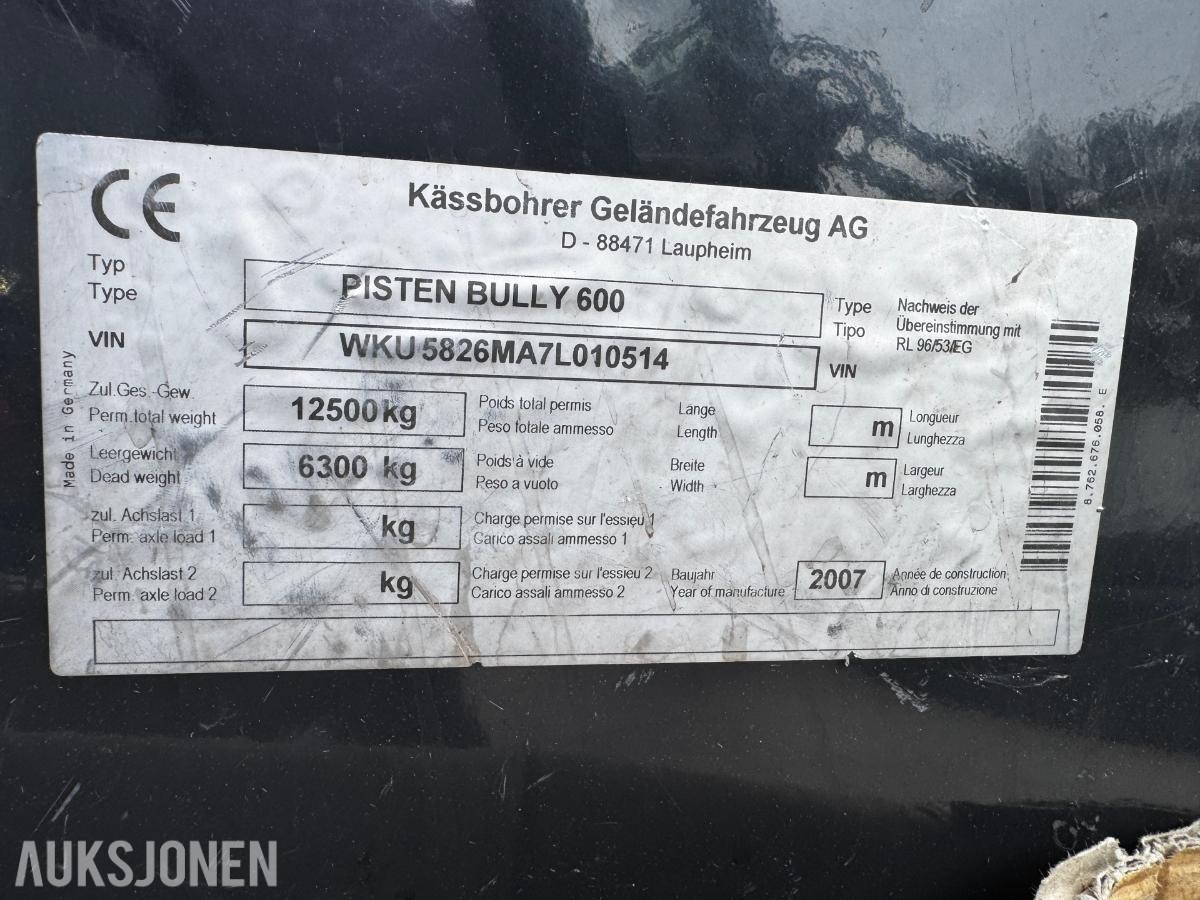 2007 Pisten Bully 600 600 tråkkemaskin med fres