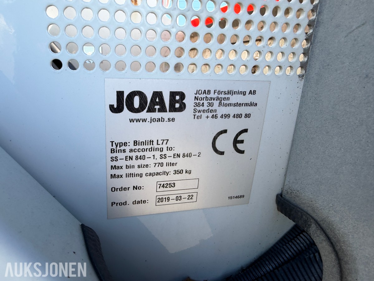 2019 Volvo FE CNG renovasjonsbil - JOAB Anaconda 17,6 m³