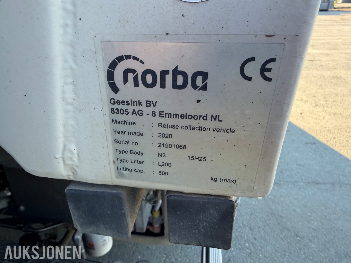2020 Volvo FE CNG renovasjonsbil med Norba/Geesinknorba påbygg