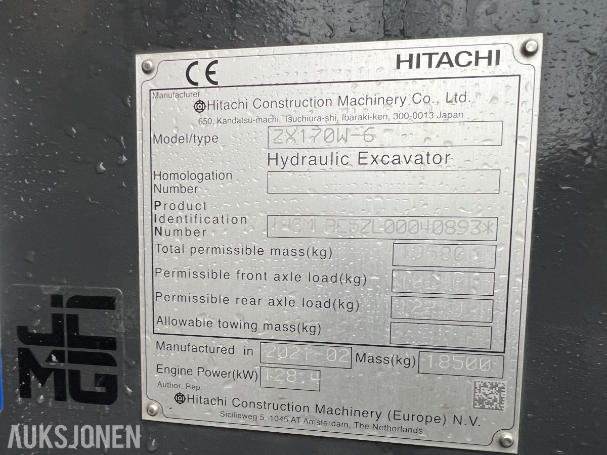 Hitachi ZX170WT-6 Makin GPS, Oilquick, Rototilt R5, gripekasett, sentralsmøring ++