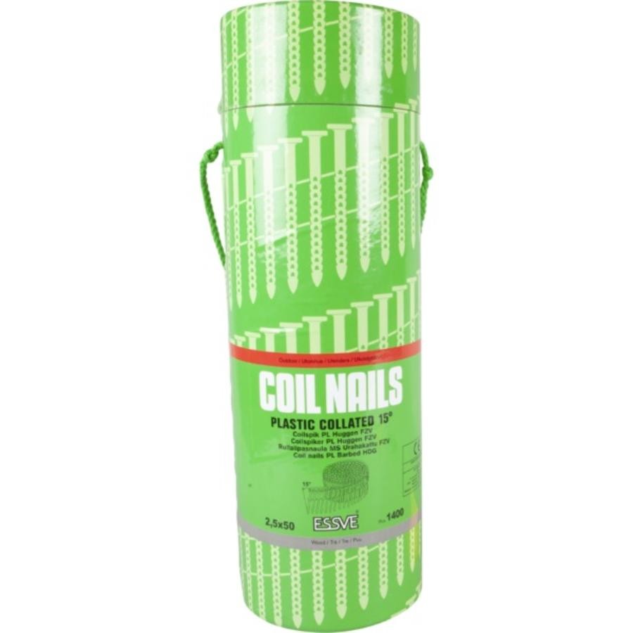 SPIKER HUGGEN 15GR 2,5X50 FZV -1400 COIL PLASTBÅNDET RØR VARMFORSINKET
