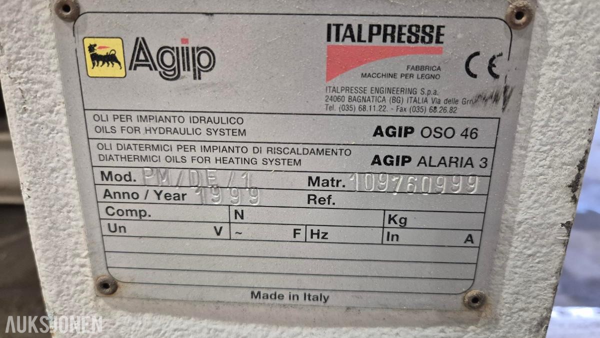ITALPRESSE PM/DE/1 kaldpresse / presse 3400 × 1300 mm, 1999