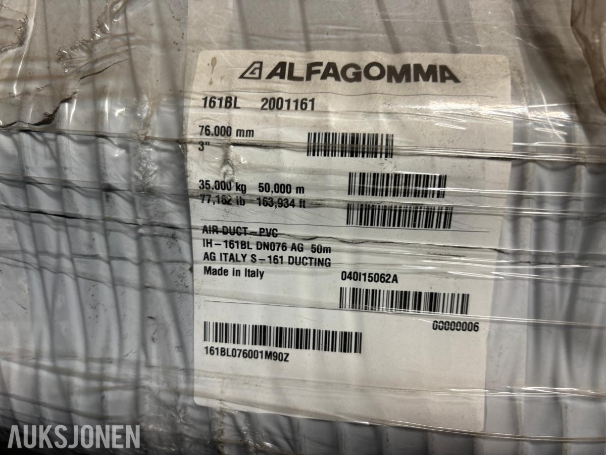 Alfagomma Ca. 5 ruller 161BL Air Duct PVC-slange 76 mm