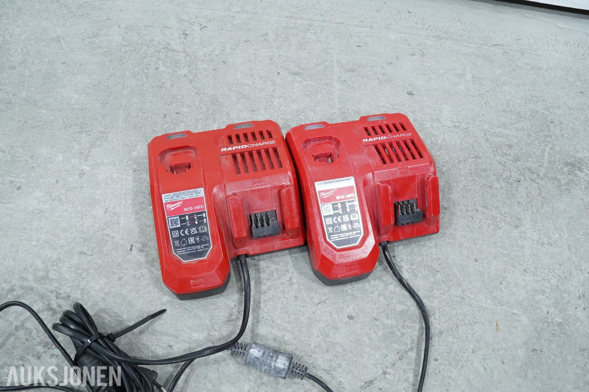 Milwaukee M18 batteriverktøy - 8 maskiner og 2 hurtigladere