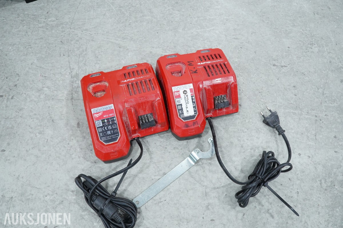 Parti Milwaukee M18 batteriverktøy - 8 maskiner, batterier, ladere