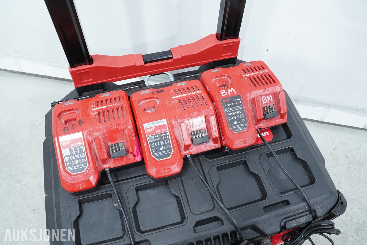 Milwaukee M12/M18 verktøypakke - 9 maskiner og 3 ladere