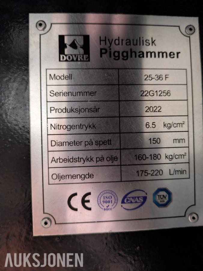 2022 Dovre 26-36 F pigghammer med S80 feste - ubrukt
