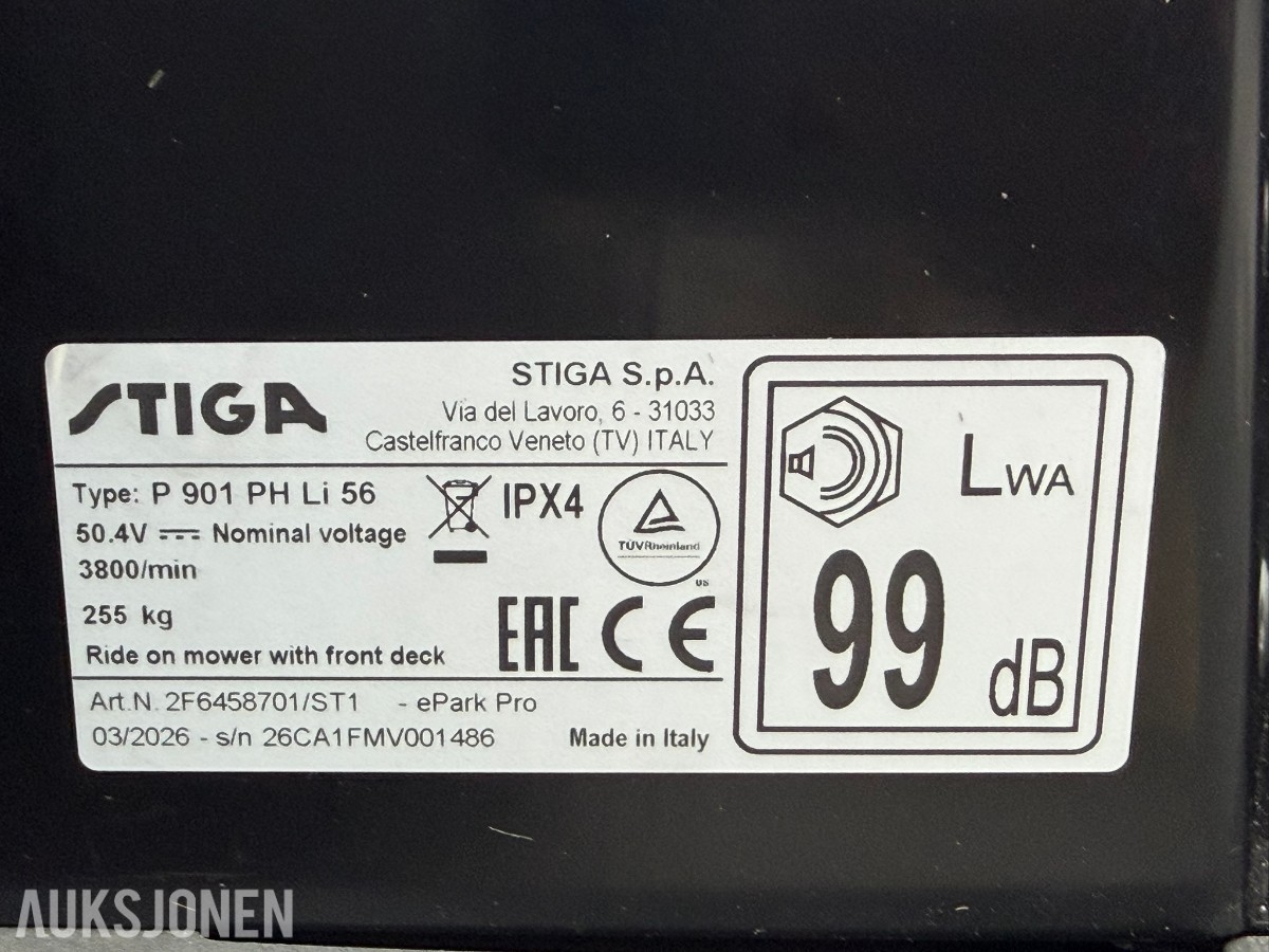 2026 Stiga ePark Pro elektrisk frontklipper - Utstillingsmodell
