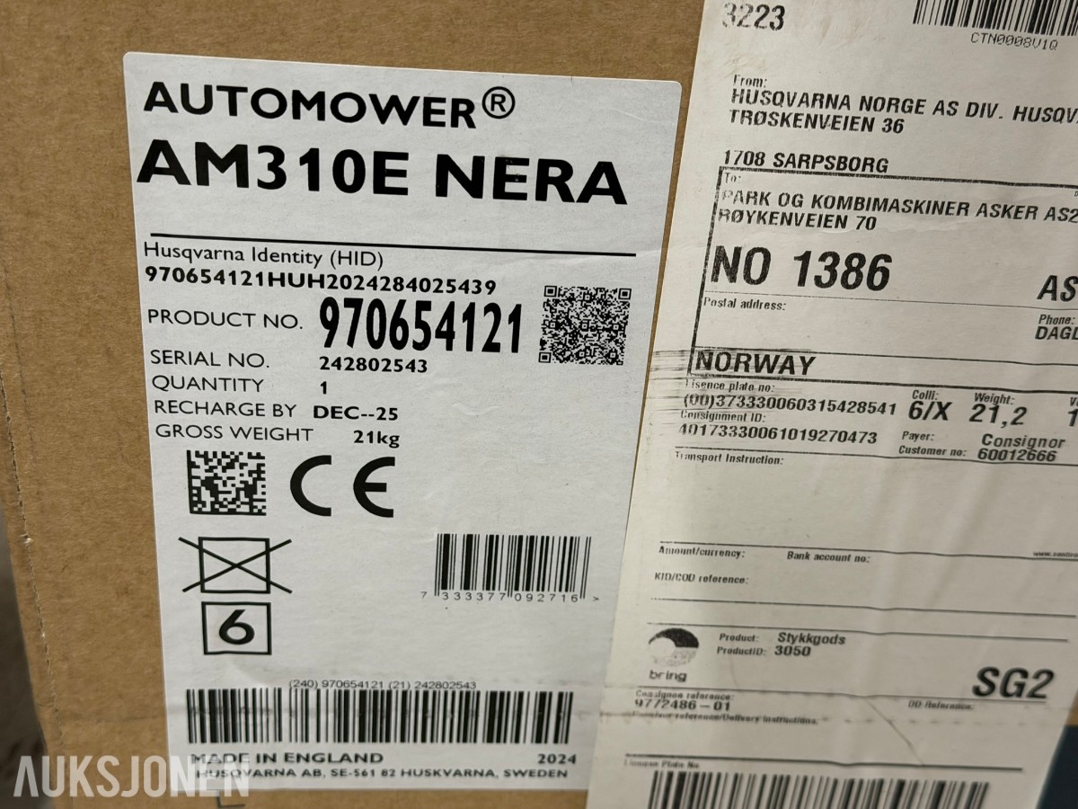2024 Husqvarna Automower 310E NERA robotgressklipper