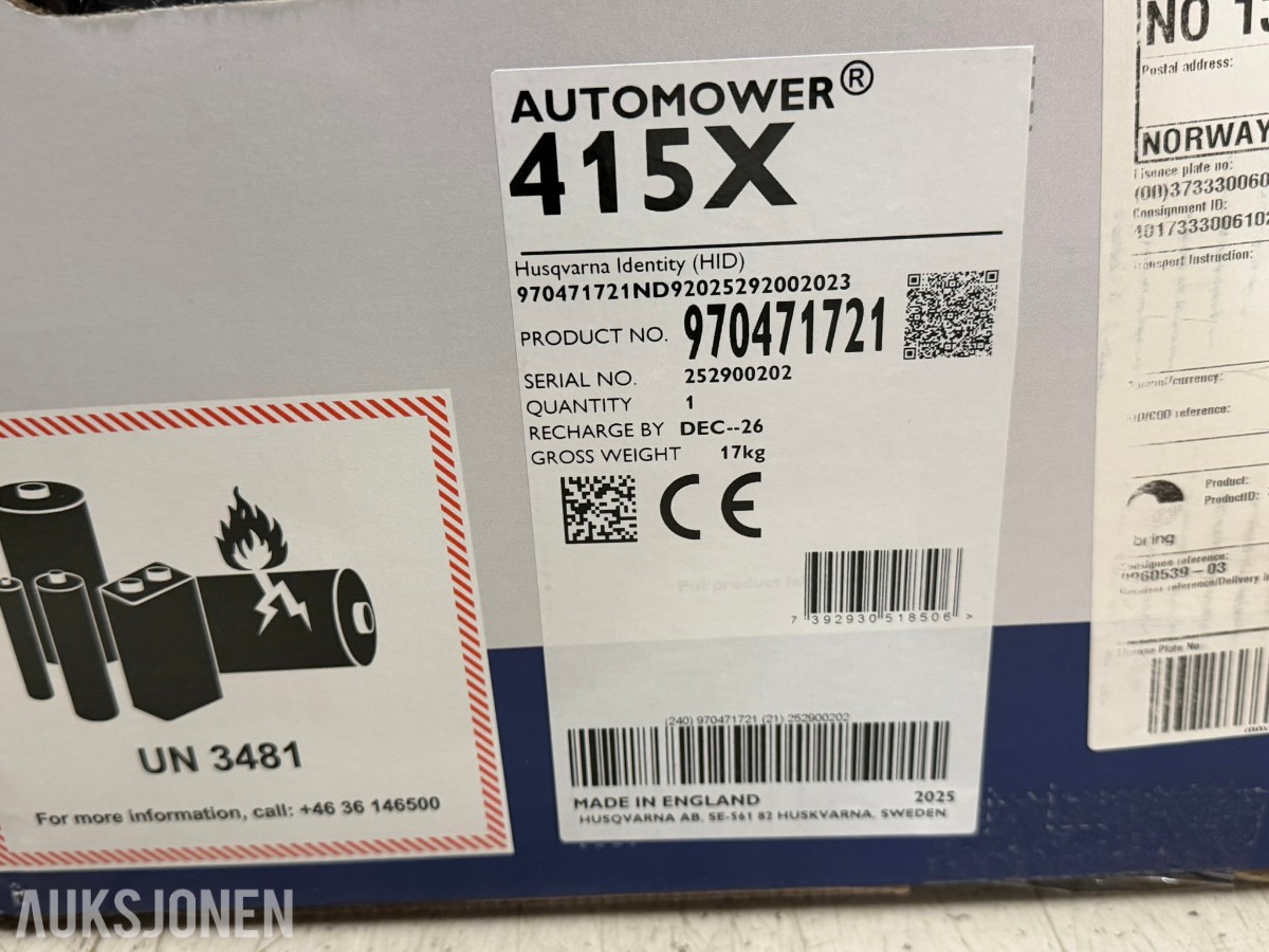 2025 Husqvarna Automower 415X robotgressklipper
