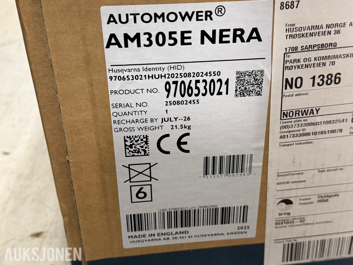2025 Husqvarna Automower 305E NERA robotgressklipper