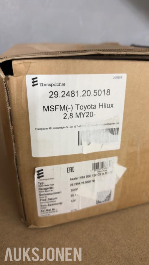 Ny 2020 Hilux 2.8 Eberspacher sats - 252994050000 & 221000341500