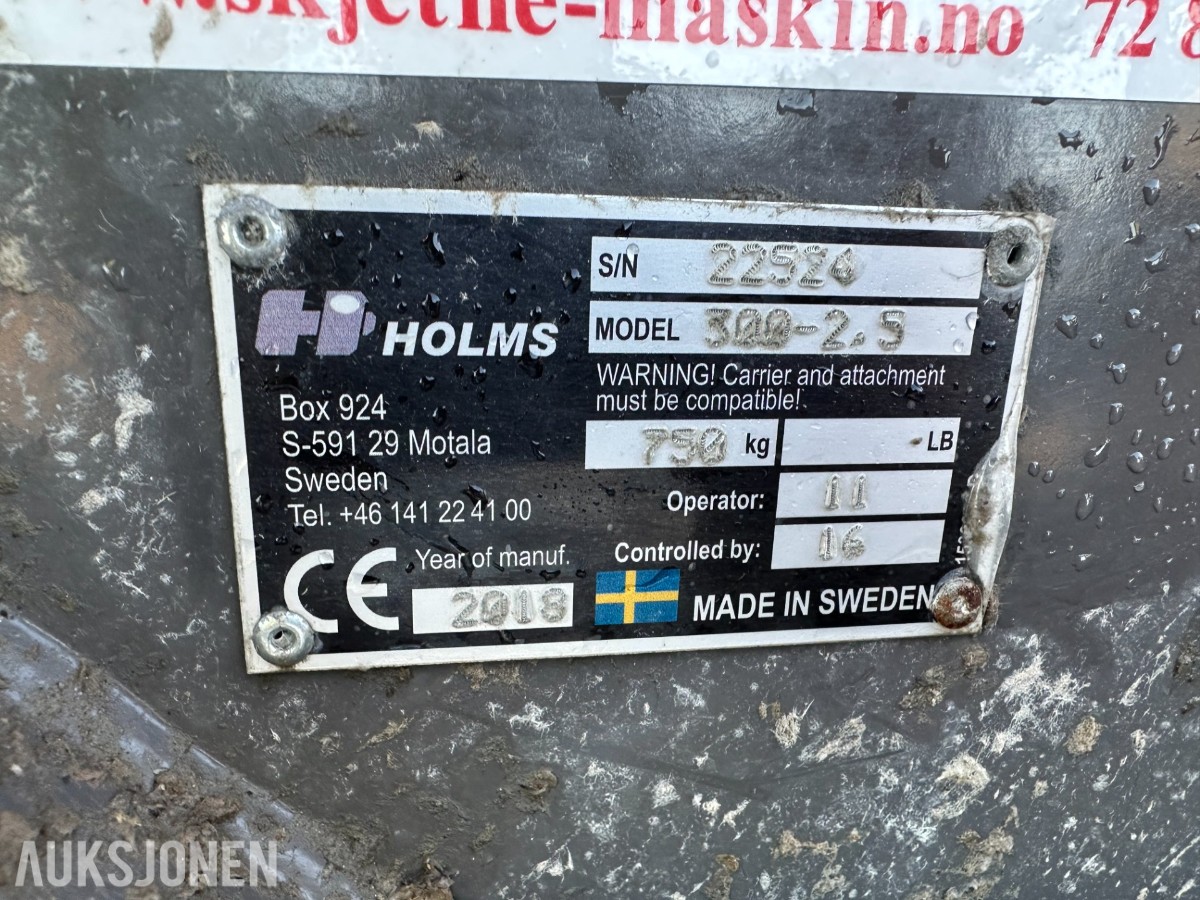 2019 Holms 300-2.5 Feiekost, BM feste, sidekost, vanntank