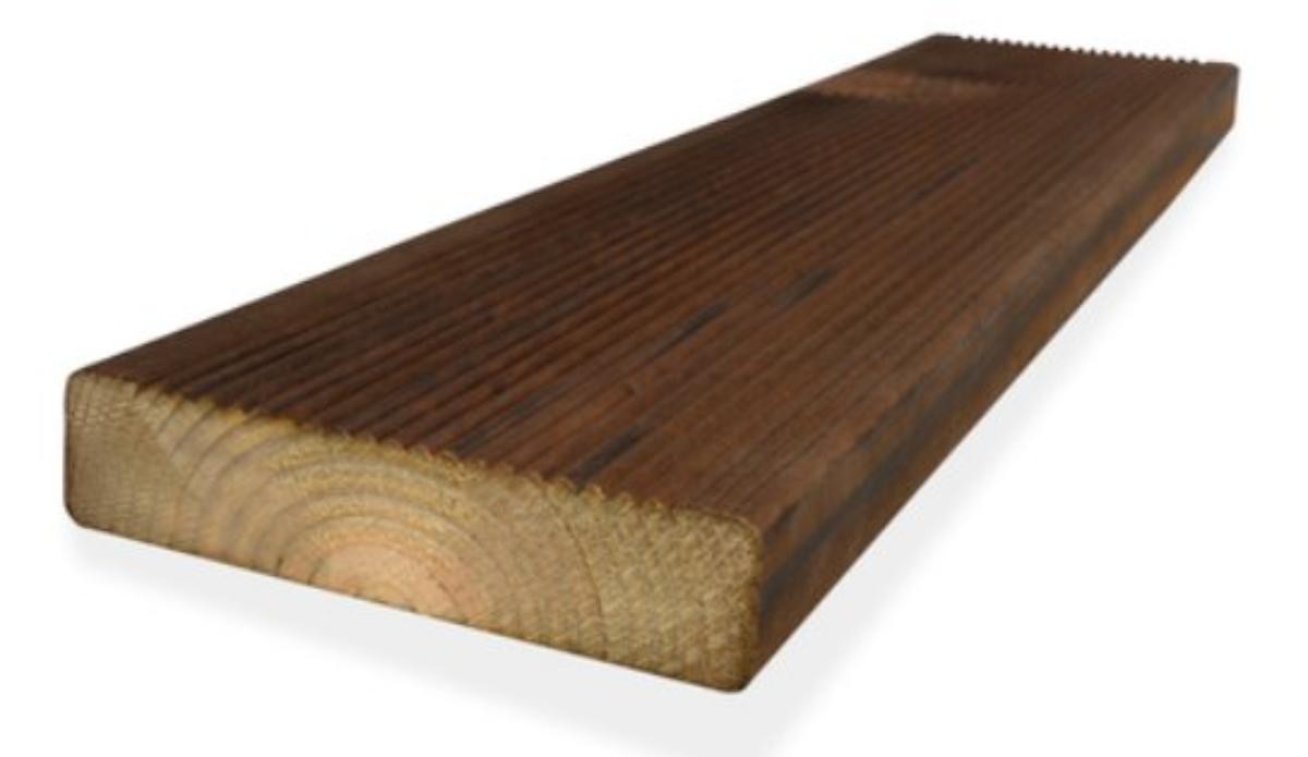 Terrassebord 28x120x5100 Rillet Royal Brun 126stk lange lengder