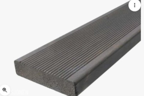 Terrassebord Furu 28x120x3600 Rillet Royal Grå