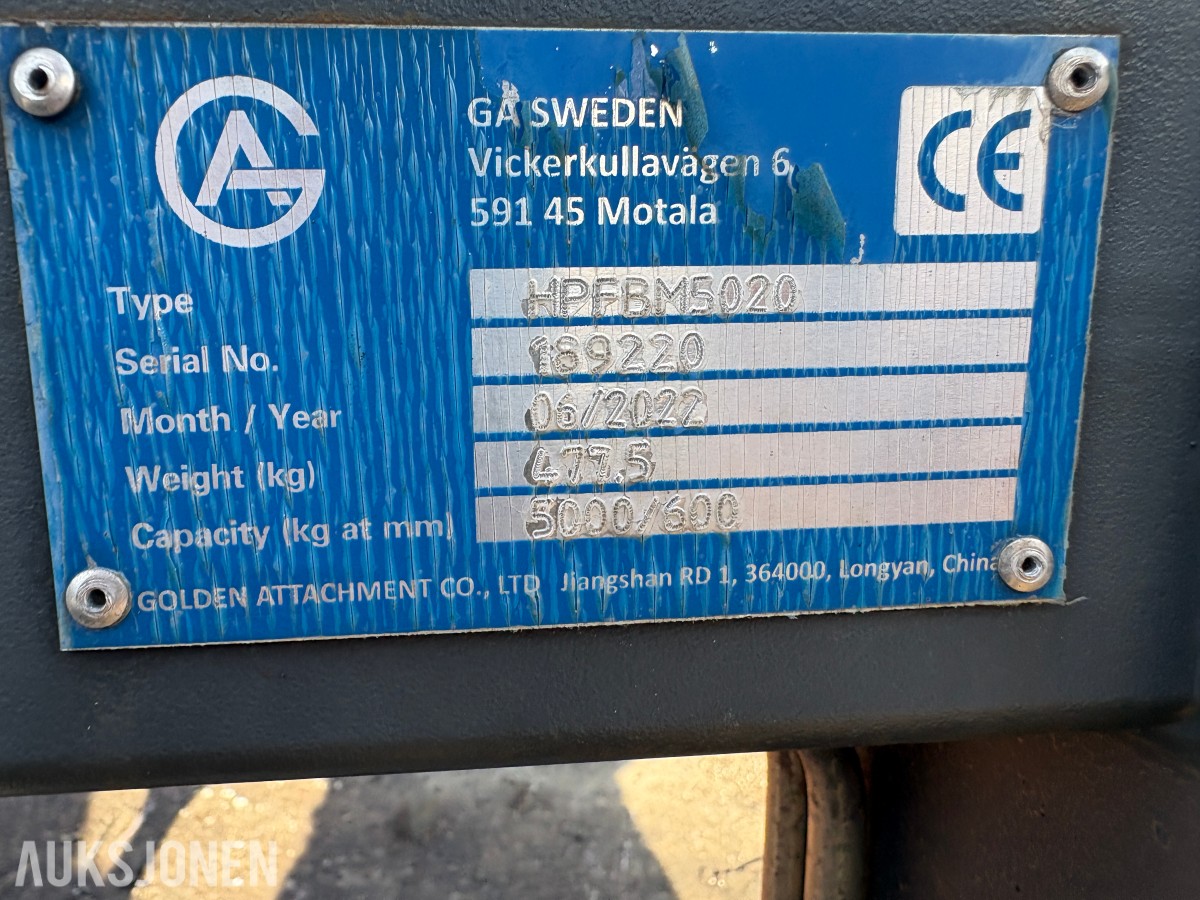 2022 Andre GA Sweden HPFBM5020 pallegaffel, 5000 kg