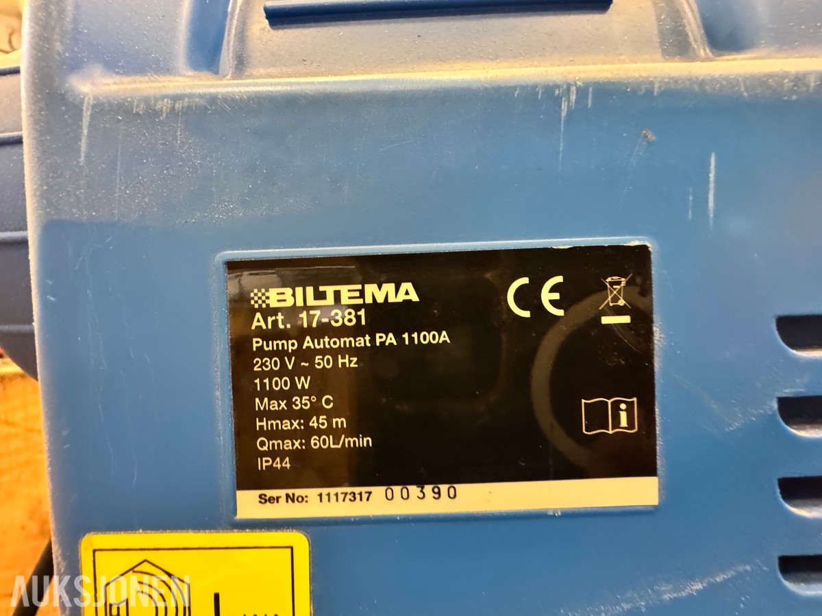 Automatisk elektrisk vannpumpe - Pump Automat PA 1100A - 60L/min