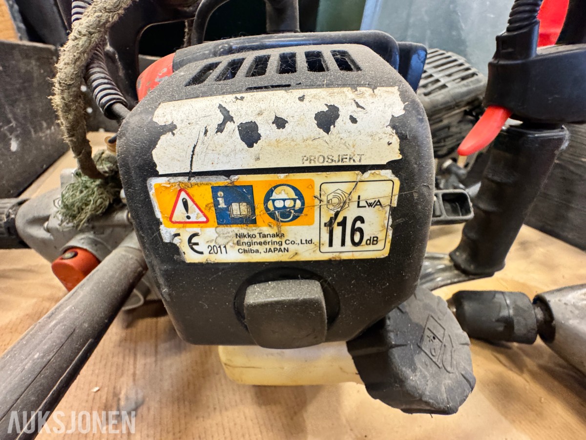 6 stk bensindrevne boremaskiner Hitachi m.fl.