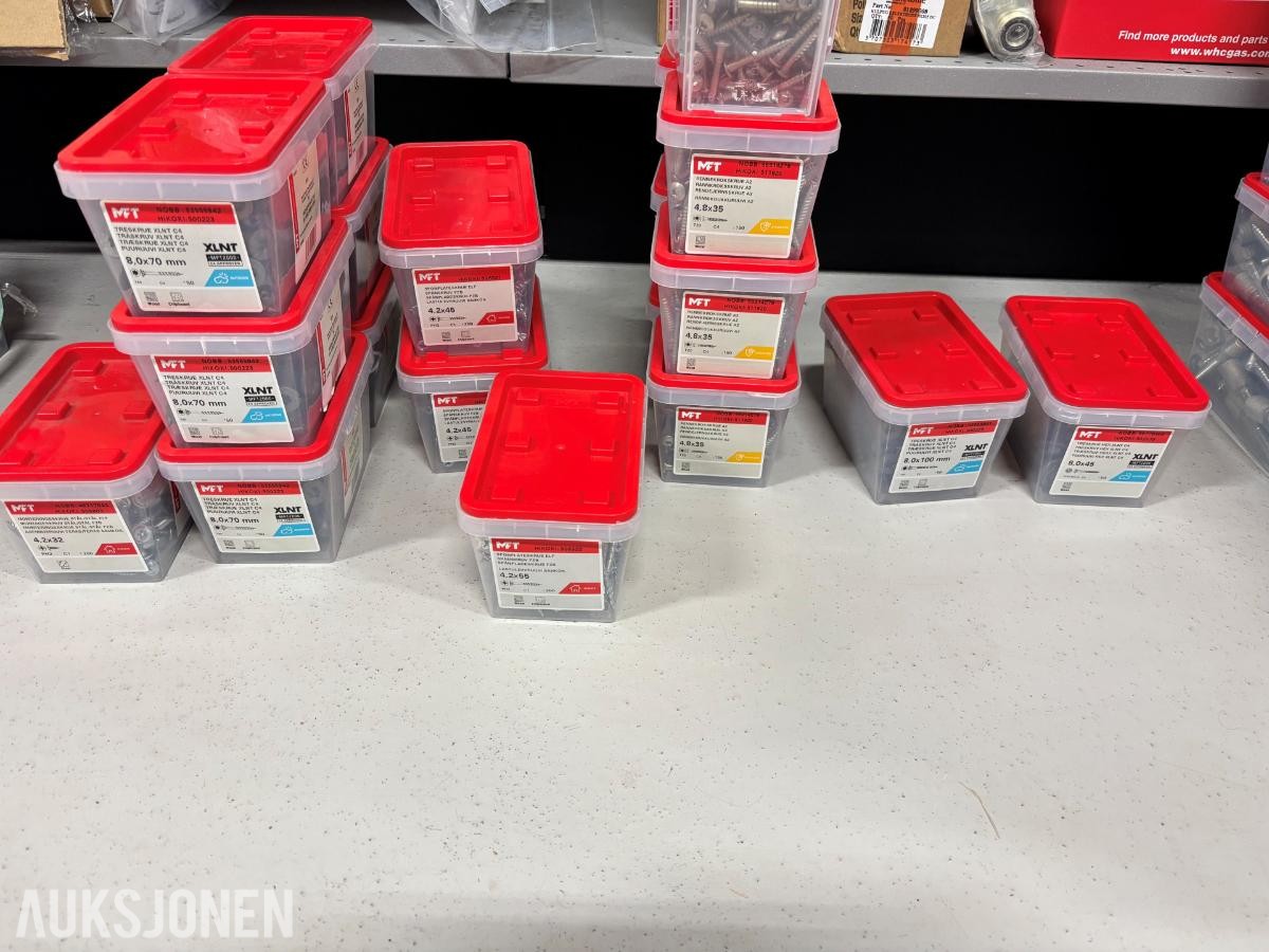 Pall med MFT festemidler – 356 pakker / 31 ulike varelinjer