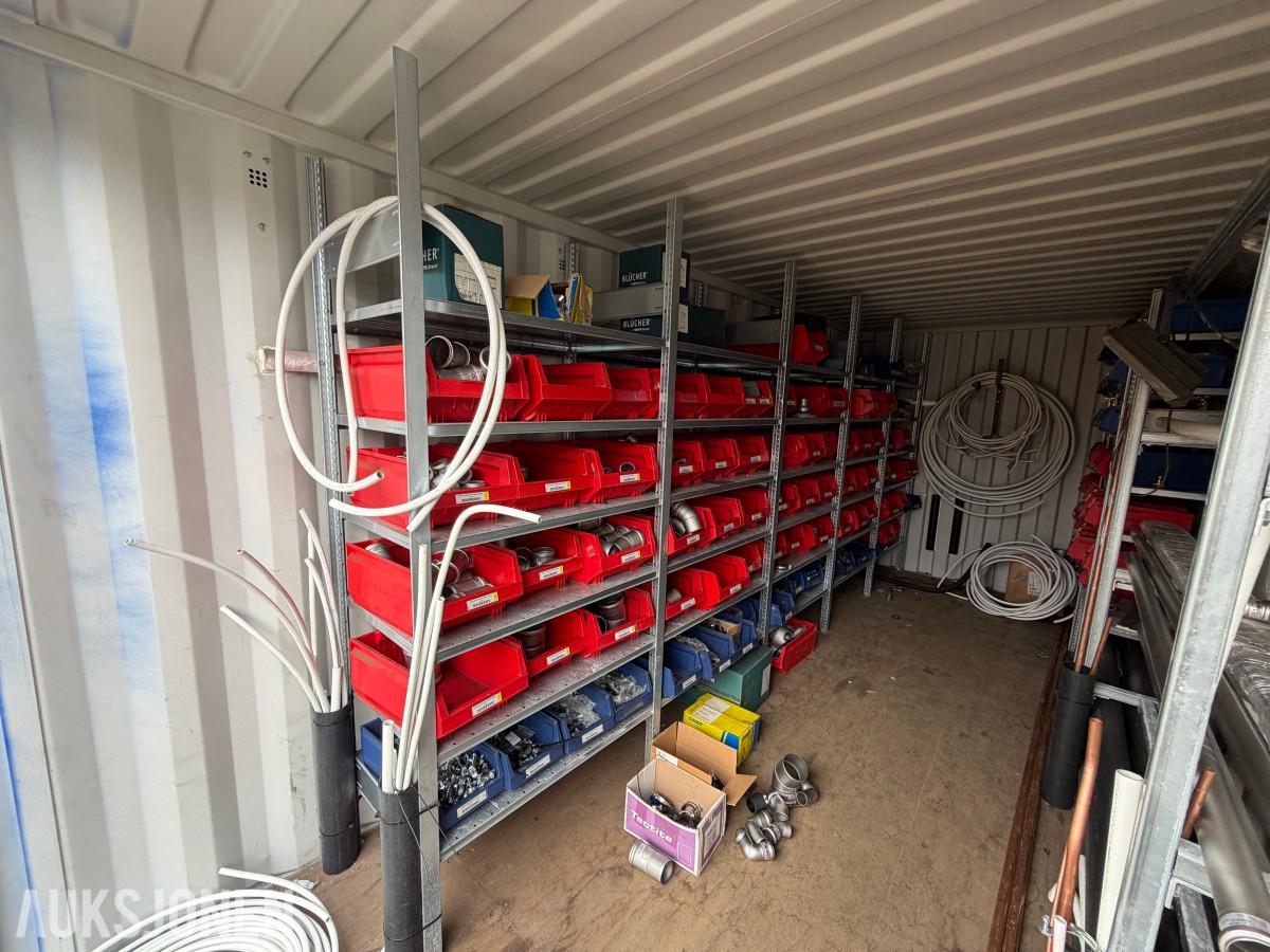 2012 20 FOTS CONTAINER MED REOLER, STRØMINNTAK, RØR OG DELER
