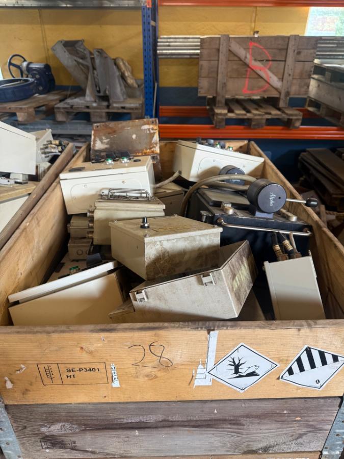 Parti med el-skap og elektriske komponenter