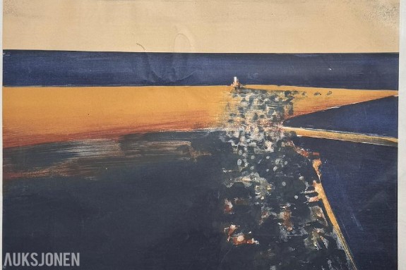 Ørnulf Opdahl – «Vinterlys Alnes» – Litografi 60 x 60 cm