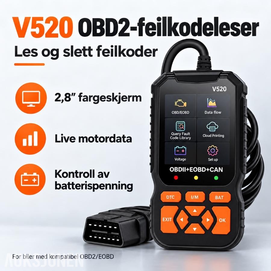 V520 OBD2-feilkodeleser – enkel feilsøking av bilen (sendes i eske)