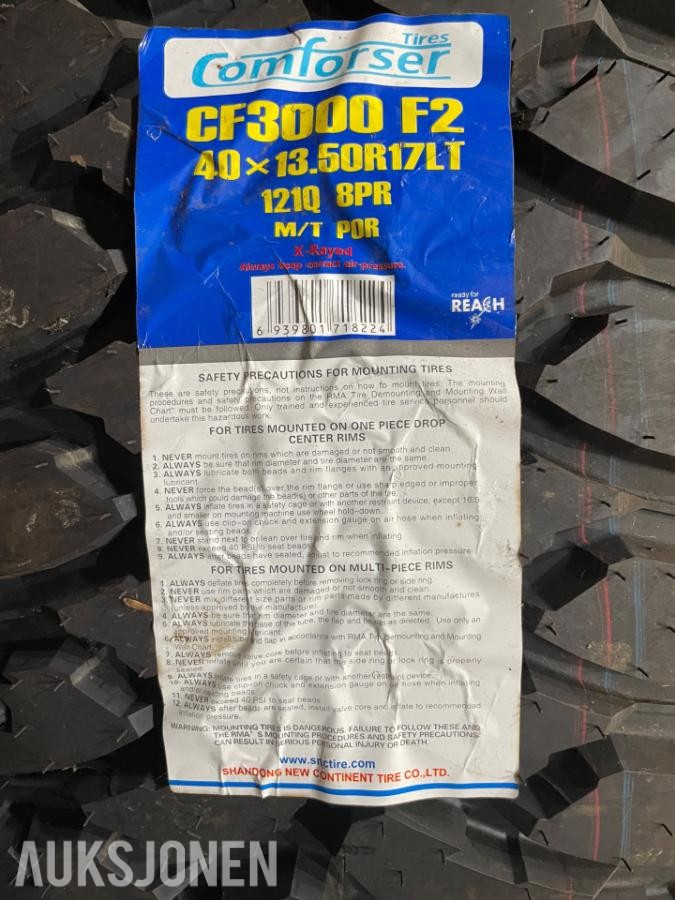 4 stk ubrukte 40X13.50R17 Offroad dekk