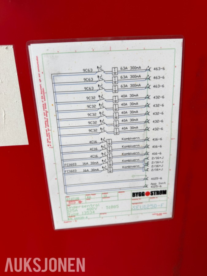 2008 BYGGSTRØM UNDERSENTRAL 125A 400V
