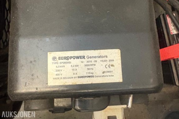 2009 Europower EP200XEi Sveiseapparat/generator med Honda bensinmotor