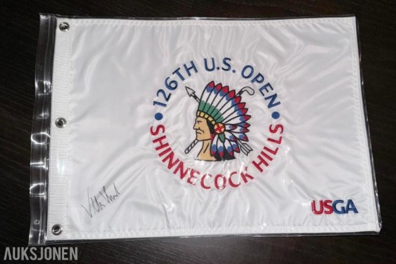 2026 U.S open flagg signert av Viktor Hovland 2026 New York - Veldedighetsauksjon Mental helse uka 2026