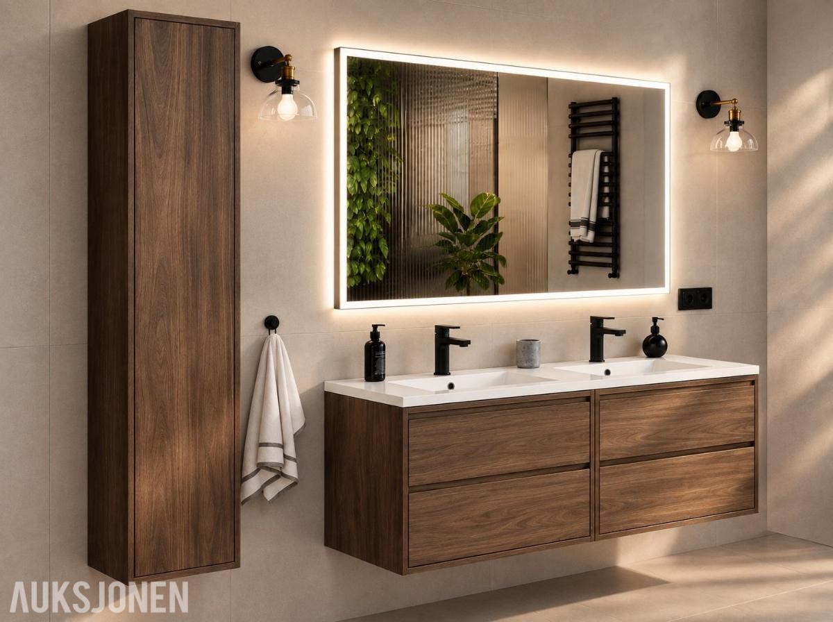 Komplett baderomsmøbelsett VIOLA CREMONA 120 cm – dobbelservant og LED-speil 