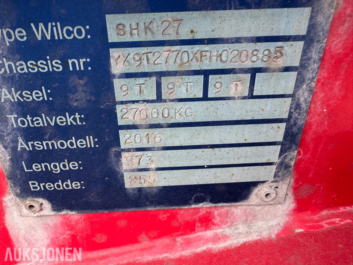 2016 Wilco SHK 27 krokslep | 3 aksler | 27 tonn
